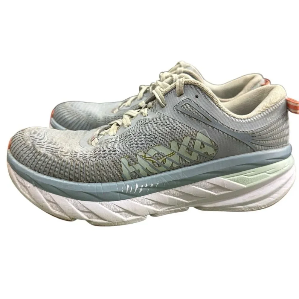 Hoka One One Bondi 7 Womens Size 9 Baby Blue Athletic Running Shoes Sneakers - Picture 2 of 8